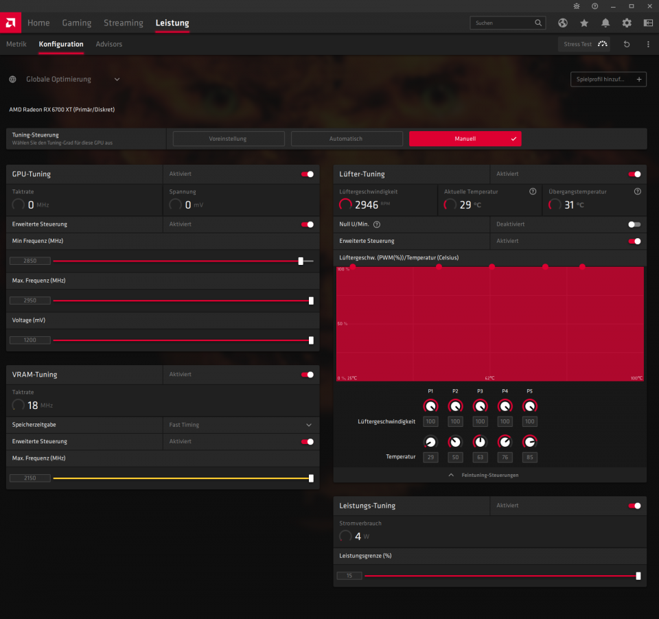 Radeon RX 6700 XT: MAX Settings in Radeon Software