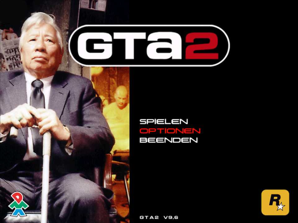 Die Darsteller aus dem GTA-2-Kurzfilm wurden auch als Artwork Ingame verwendet. Sollte das Hauptmenü nicht richtig skalieren oder aussehen, muss das Spiel selbst nicht betroffen sein - Menü und Spiel sind Software-seitig getrennt.
