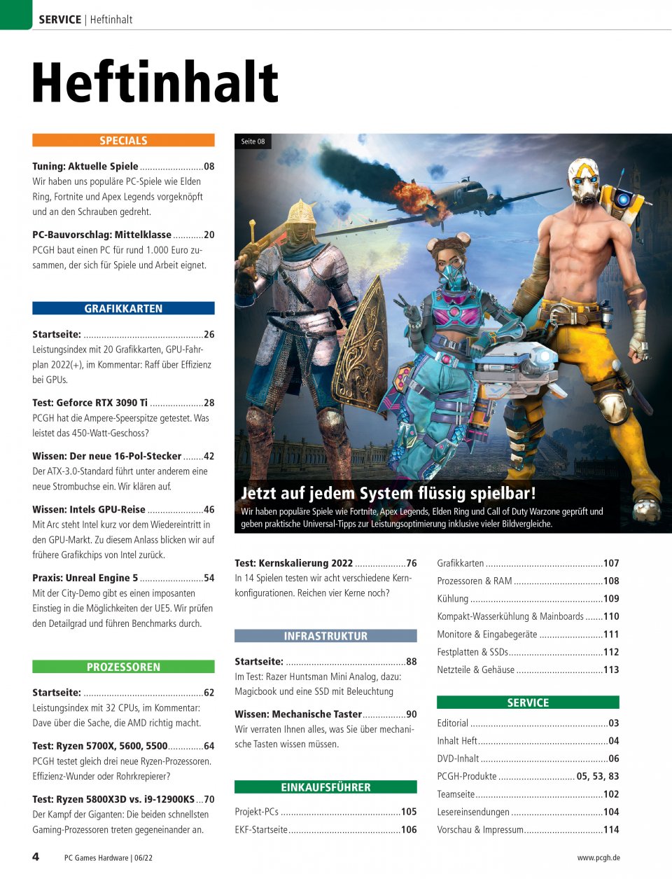 Hier finden Sie den vollständigen Heftinhalt der PCGH-Ausgabe 06/2022 #260.