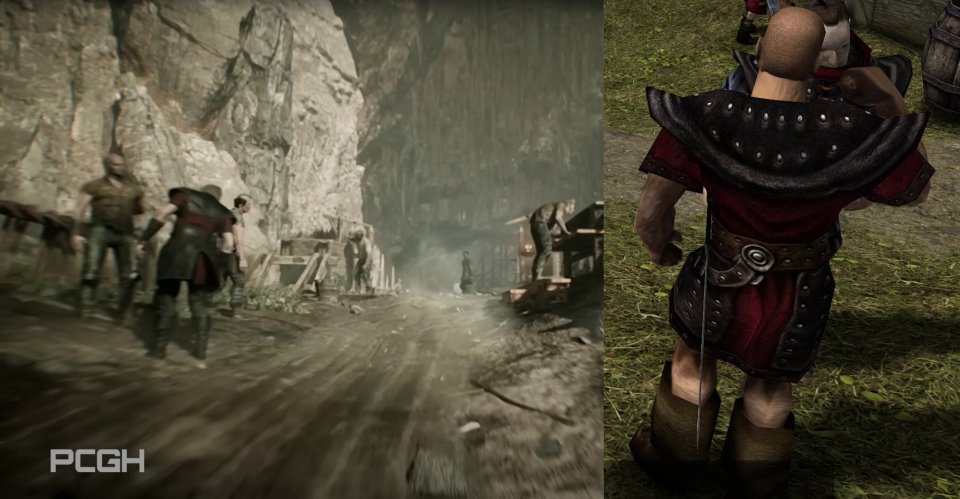 Die ersten Rüstungen konnte man im Trailer der alten Mine sehen. Unter anderem die der Buddler, Gardisten und Templer, auch wenn teils versteckt durch düstere Beleuchtung.