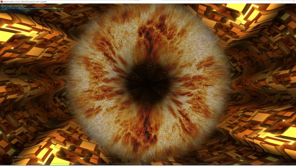 Mit Furmark wird die GPU unter Last gesetzt um Temperaturen, Takt und Lautstärke zu messen.