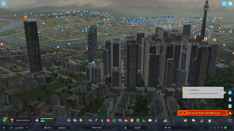 Cities Skylines 2 bekommen Sie auch nicht mit Monster-Hardware in Bewegung ruckelfrei. Um die unterschiedlichen Optionsskalierungen feiner und gleichmäßiger aufzudröseln, nahmen wir unseren 'PCGH-Test' im Standbild mit dieser Aussicht.