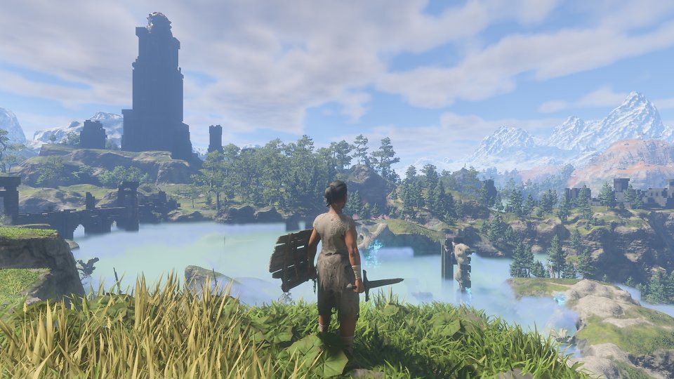 Enshrouded Early Access - Gut zu erkennen: In höherer Distanz nimmt der Nebel die 'blockige' Form des zugrundeliegenden Voxelgerüsts an - offenbar kommt auch hier eine Octree-ähnliche Beschleunigungsstruktur zum Einsatz, je höher die Entfernung, desto größer werden die Voxel und desto würfelförmiger der Nebel.