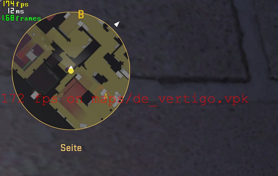 Der Latenz-Monitor von AMD, hier ganz oben links, kann nur mit aktiviertem Anti-Lag 2 vollumfänglich angezeigt werden. Über <strong>ALT+Shift+L</strong> (mehrfach drücken, es ist eine zyklische Auswahl) können Parameter wie Fps und Systemlatenz angezeigt werden (nicht End-to-End-Latenz). Mit der <strong>rechten STRG-Taste </strong>kann Anti-Lag komplett deaktiviert werden. Die dabei angezeigte Differenz zwischen Anti-Lag 2 und komplett ohne Anti-Lag kommt in unseren E2E-Latenzmessungen hin. Die rote Fps-Anzeige darunter ist eine von CS2 selbst (Command-Befehl: 'cl_showfps 1').