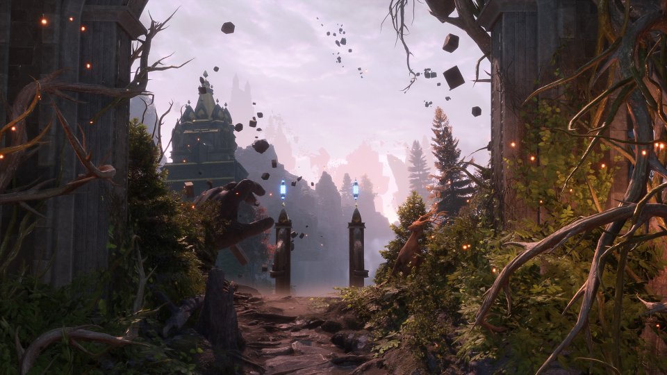 Die Umgebungen sind linearer, gestraffter. Sie wirken allerdings auch sehr abwechslungsreich und weitaus weniger gleichförmig, prozedural denn in Inquisition - oder auch Mass Effect Andromeda.<br><br>Sie sind sehr detailliert gestaltet, nicht selten spektakulär und nutzen die Möglichkeiten des über die Realität hinausreichenden High-Fantasy-Szenario oft sehr kreativ. Hier sehen Sie die 'Winding Ways' eine Art Zwischenwelt, welche die teils sehr verschiedenen Umgebungen verbindet.