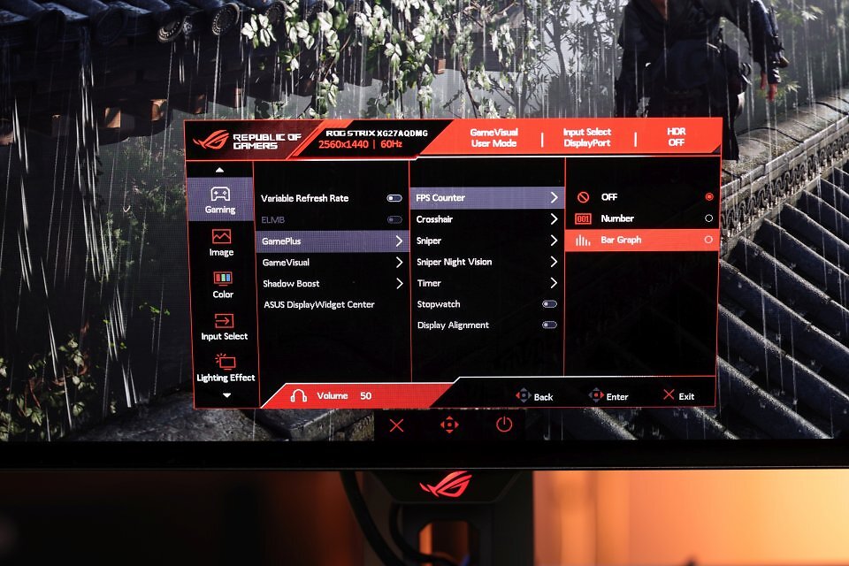 Gewohnt aufgeräumt, mit dem Joystick gut zu bedienen und voller mehr oder minder nützlicher Gaming-Features. KI-Sniper-Nachtsicht-Mode und Fps-Graph inklusive. Ein reichhaltiges OLED-Care-Paket befindet sich ebenfalls im OSD des Monitors.
