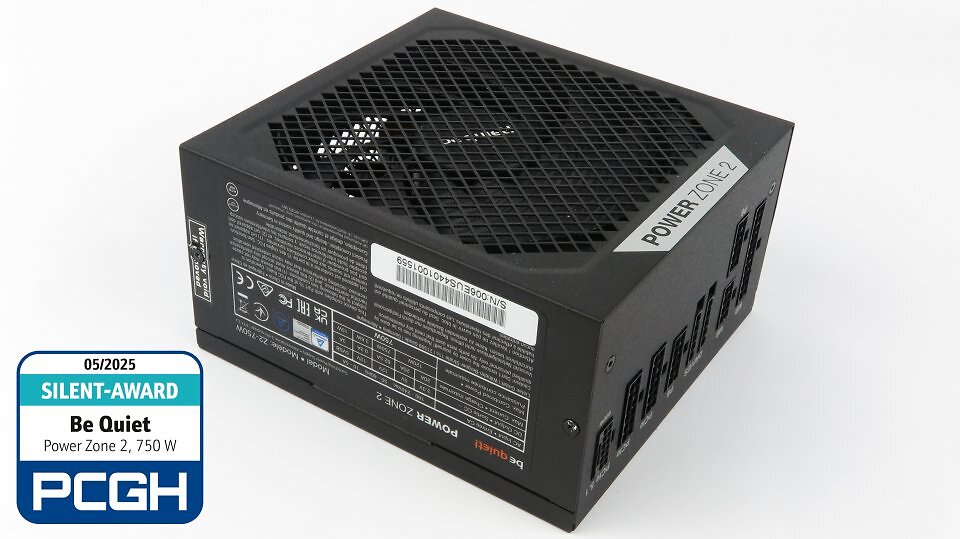 Be Quiet Power Zone 2 (Z2-750W, BP006EU). Getestet in der <a href='www.pcgameshardware.de/Netzteil-Hardware-219902/Specials/ATX-31-750-850-Watt-80-Plus-erklaert-1470905/'>PCGH-Ausgabe 05/2025.</a>