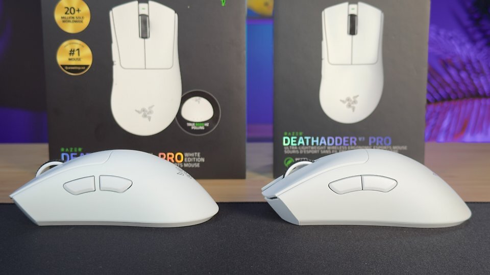 Mit Ausnahme der geänderten Größe der Seitentasten und dem von 64 g (Razer Deathadder V3 Pro) auf 57 g (Deathadder V4 Pro) reduzierten Gewicht gibt es keine Unterschiede zwischen den beiden Deathadder-Modellen.