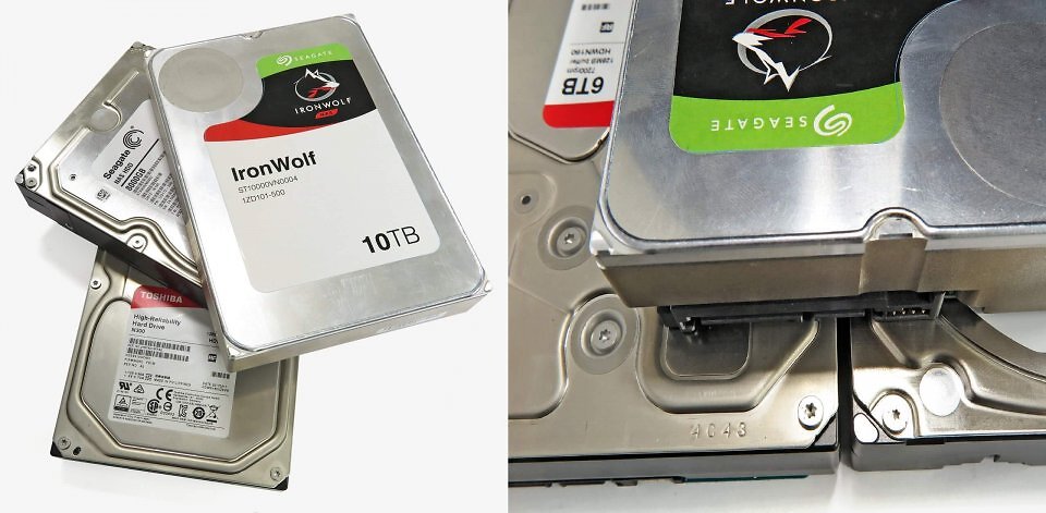 Festplatten, die wie die Seagate Ironwolf NAS HDD 10 TB mit Helium gefüllt sind, wirken wie aus einem Guss. Charakteristisch für sie sind die fehlenden Schrauben an der Oberseite des Gehäuses.