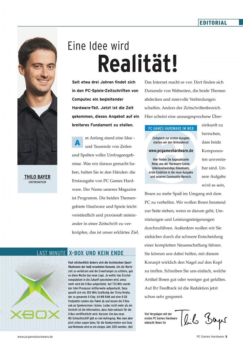 Zeit vergeht schnell, so war das damals: Rückblick in Ausgabe 1 mit PCGH 11/2000.