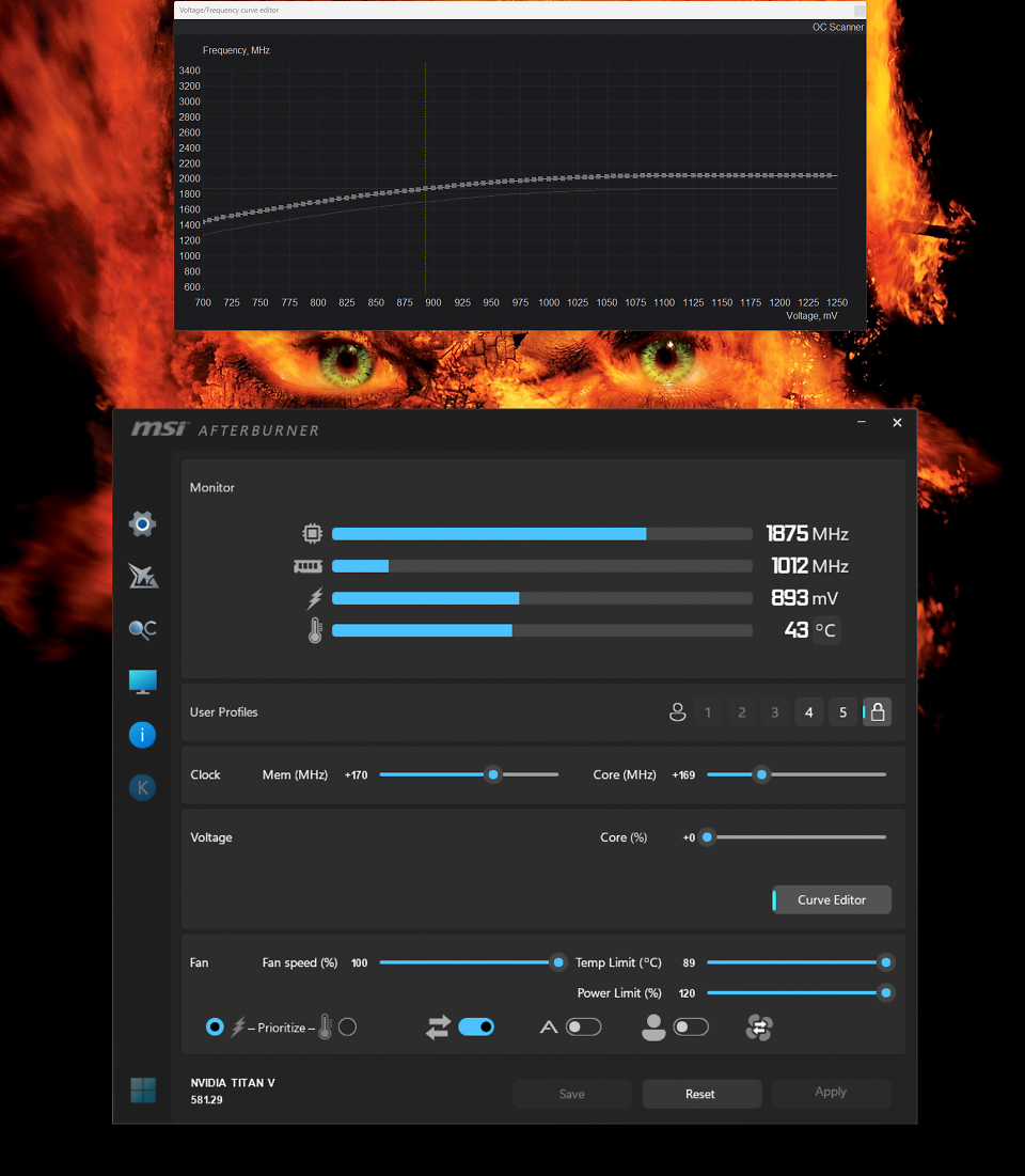 Titan V händisch optimiert: 18 TFLOPS, 778 GByte/s und 300 Watt Maximalverbrauch.
