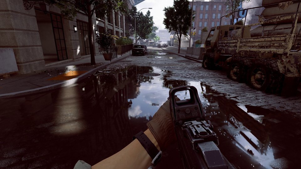 Die (stochastischen, siehe <a href='www.ea.com/frostbite/news/stochastic-screen-space-reflections'>Siggraph-Tech-Slides</a> von DICE) Screen-Space-Reflections werden in einigen Situationen von Cube-Maps unterstützt, die tatsächlich die Umgebung widerspiegeln - wenn auch leider sehr pixelig.