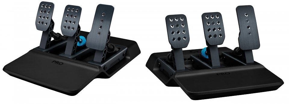 Auch bei den Logitech G Pro Racing Pedals setzt Logitech auf hochwertiges Material. Das Technik-Highlight ist die Load-Cell-Bremse mit bis zu 100 kg Druckkraft.
