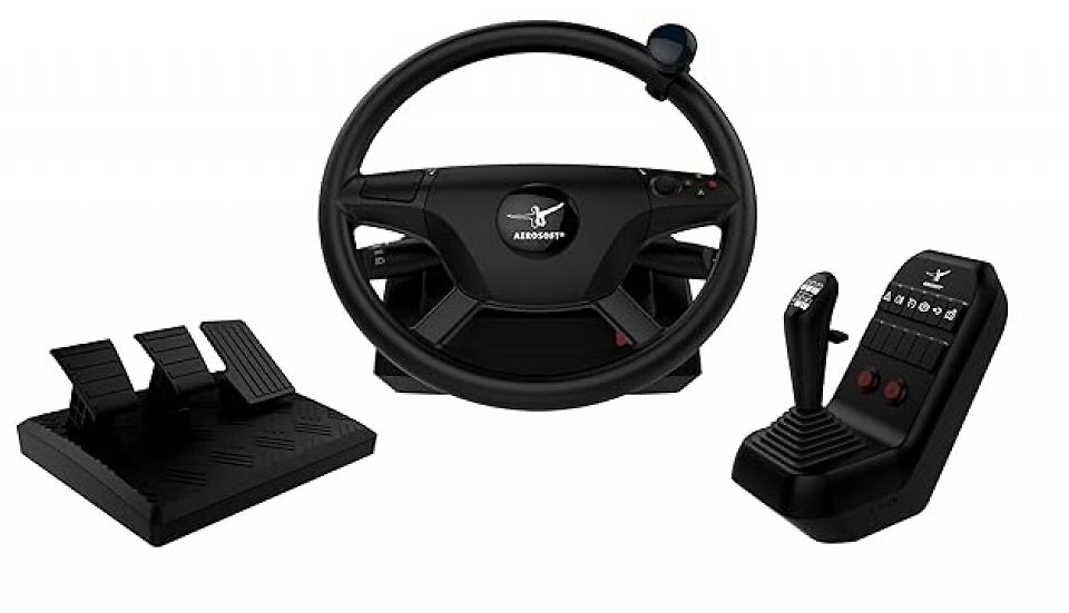 In der Praxis überzeugt das Aerosoft Truck &amp; Bus Steering Wheel System mit einer präzisen Reaktion des Lenkrads und einer Schaltung, die Cockpit-Gefühl aufkommen lässt. Leider sind die Pedale nicht rutschfest.