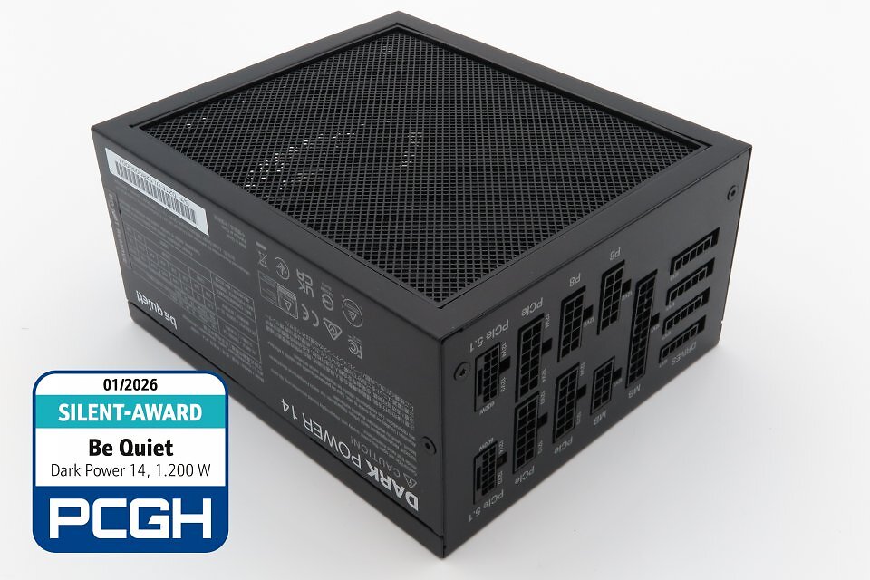 Be Quiet Dark Power 14 mit 1.200 Watt (BP021EU, P14-1200W, 80 Plus Titanium). Getestet in <a href='www.pcgameshardware.de/Netzteil-Hardware-219902/Specials/High-End-Netzteile-ab-1200-bis-1650-Watt-im-Test-Teil-1-1488161/'>Ausgabe 01/2026.</a>