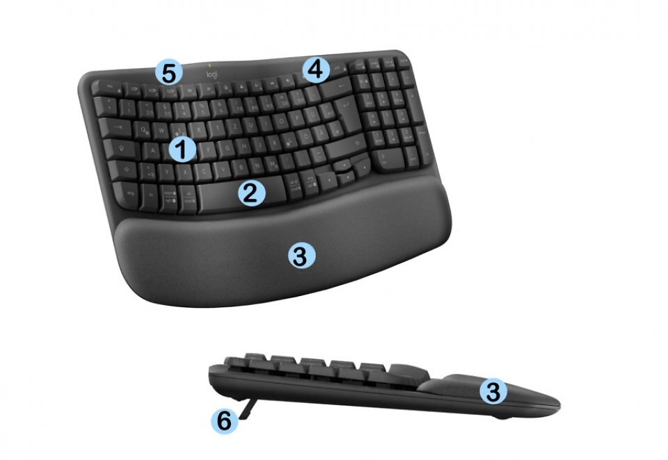 Die Logitech Wave Keys ist eine einsteigerfreundliche ergonomische Tastatur. Hier fallen die Ergonomie-Optimierungen insgesamt dezent aus.