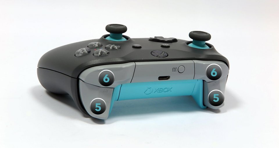 Bedienelemente an der Front des <strong>Xbox One Wireless Controllers</strong>.