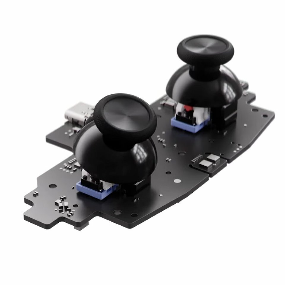 Anstelle von klassischen Analogsticks mit Potenziometer nutzt der Steam Controller noch präzisere und weniger verschleißanfällige TMR-Sticks.