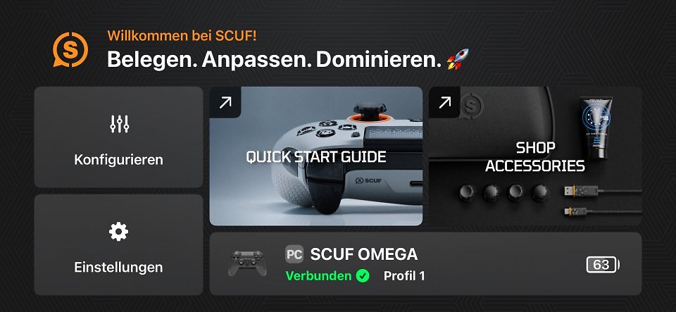 Grundlegende Einstellungen wie Firmware oder Empfängerkopplung finden Sie im Menü 'Einstellungen'. Feintuning nehmen Sie unter 'Konfigurieren' vor.