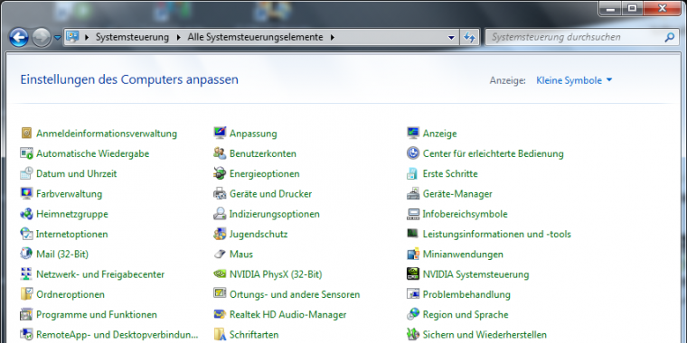 Windows 10: Microsoft plant die Abschaffung der Systemsteuerung - im Bild: die Systemsteuerung unter Windows 7