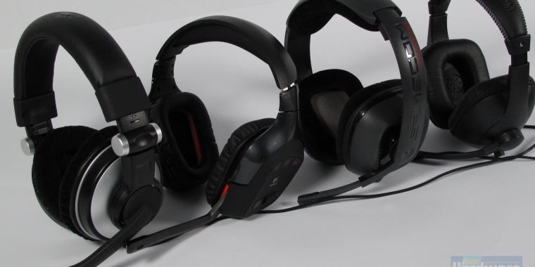 Neben dem Corsair HS1 (vorne) erreichten uns folgende 7.1-Testmuster: Logteich G930 Wireless, Plantronics Gamecom 777 7.1 und Raptor-Gaming H3 7.1.