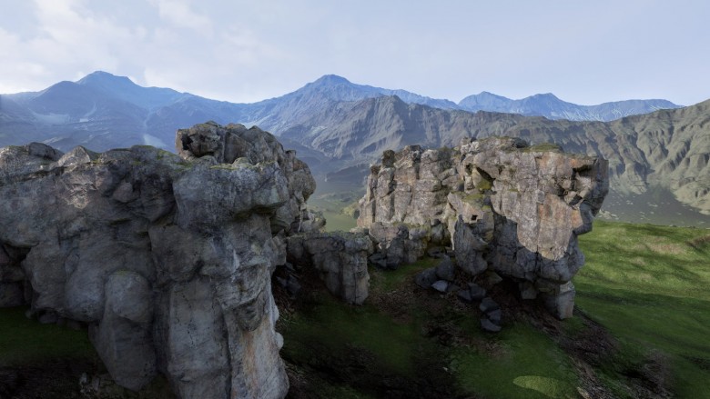 So könnten Berglandschaften einmal in Open-World-Spielen auf Basis der Unreal Engine 4 aussehen. (1)