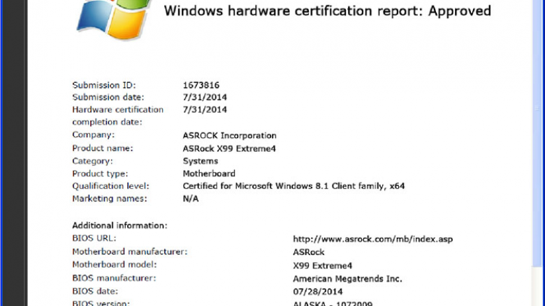 Asrock X99 Extreme4: Hersteller wirbt mit erster Windows-8.1-Zertifizierung (1)