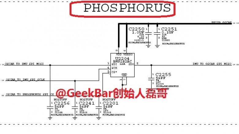Dieser Schnipsel aus einem Schaltplan soll den neuen iPhone-Co-Prozessor "Phosphorus" zeigen.