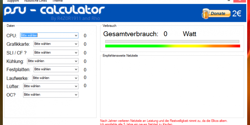 PSU-Calculator: Ein Netzteilrechner aus der PCGHX-Community