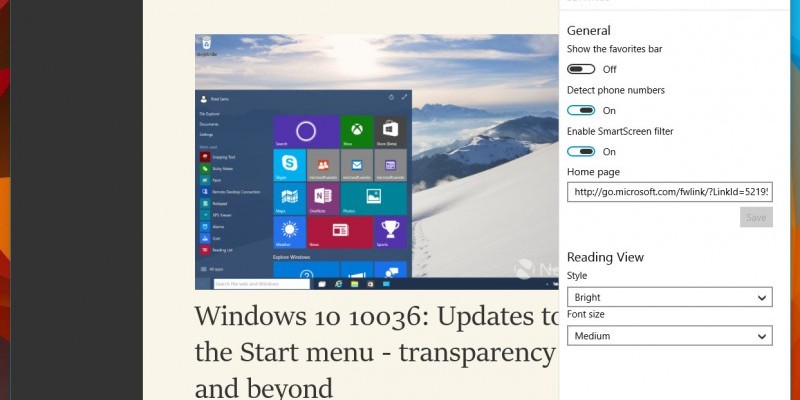 Windows 10: Bilder aus dem Lesemodus des Internet Explorer-Nachfolgers Spartan (2)