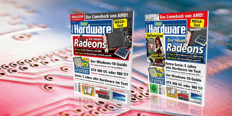 **PCGH 08/2015 im Handel** "Retro"-Hardware im Test, PCGH-Windows-10-Guide, Fury X und Radeon 300, Core i7-5775C, GTX-980/Ti-Marktübersicht u.v.m. DVD-Vollversion: Risen 2