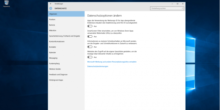 Windows 10 überträgt in der Grundeinstellung viele Daten an Microsoft.