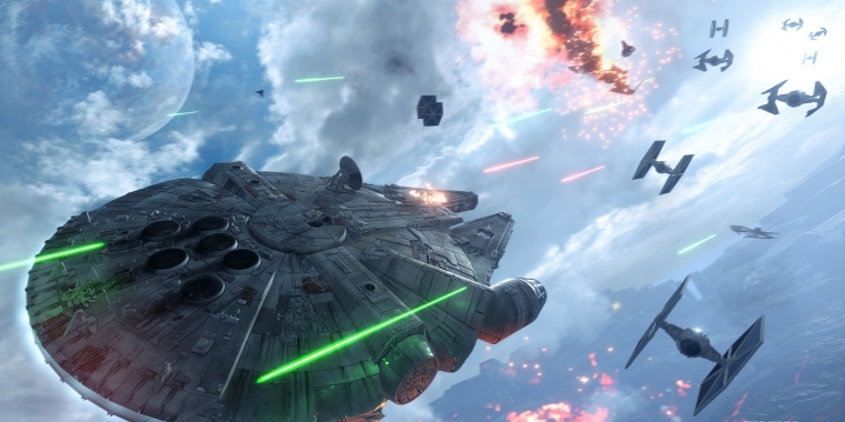Einmal Han Solo sein: der Millenium Falcon steuert sich ziemlich fantastisch, ist sehr wendig und hat brutal viel Feuerkraft. Grafisch kommt die Demo ziemlich nah an die Presse-Shots ran, das ist alles sehr scharf und plastisch.