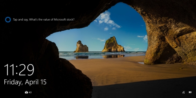 Windows 10 14328 Cortana Lockscreen