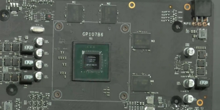 Im Bild zu sehen ist der GP107-Chip einer Geforce GTX 1050 Ti von Colorful.