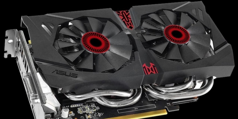 Die Asus GTX 1060 Strix mit DirectCU-II-Kühler misst im Vergleich zur größeren Schwester fast 9 Zentimeter weniger und kommt auf 21 Zentimeter Länge. (1)