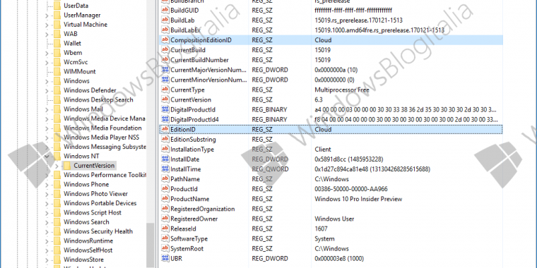 Windows 10 Cloud: Die Registry soll die abgespeckte Version beweisen
