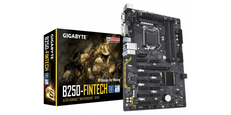 Gigabyte hat das B250-FinTech vorgestellt, das für Mining gedacht ist.