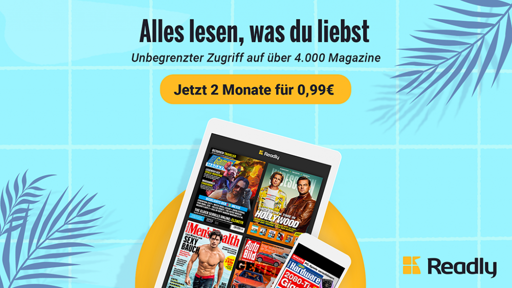 Readly: Jetzt zum Vorzugspreis von 99 Cent zwei Monate testen!