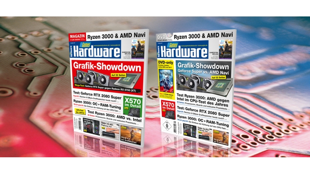 PCGH 09/2019 (#227) - JETZT im Handel: Geforce Super gegen AMD Navi auf 22 Seiten, Ryzen 3000: Overclocking, RAM-Tuning und Mainboards, RTX 2080 Super im Test, PCI-E 4.0 bei Grafikkarten und SSDs u.v.m. Auf DVD: 18er-ARPG Vikings: Wolves of Midgard