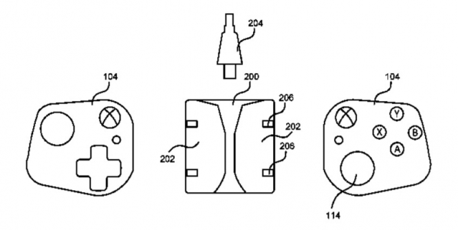 Abnehmbarer Xbox Mobile Controller (Patentschrift: US10348108B2)