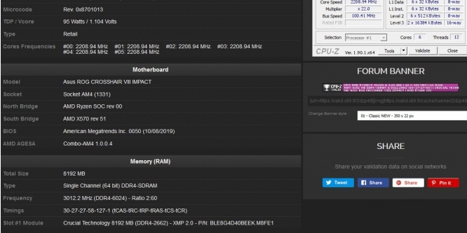 CPU-Z-Validierung: 3.012,12 MHz (DDR4-6024)