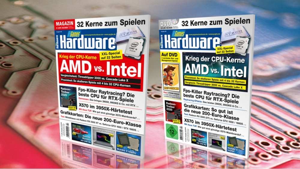 PCGH 02/2020 (#232): Krieg der Kerne - 4 bis 32 CPU-Kerne in Spielen, X570 im 3950X-Härtetest, die neue 200-Euro-Klasse bei Grafikkarten, Panels mit 240 Hz, Radeon-Treiber besser als Geforce? u.v.m., auf DVD: Holy Potatoes 1-4
