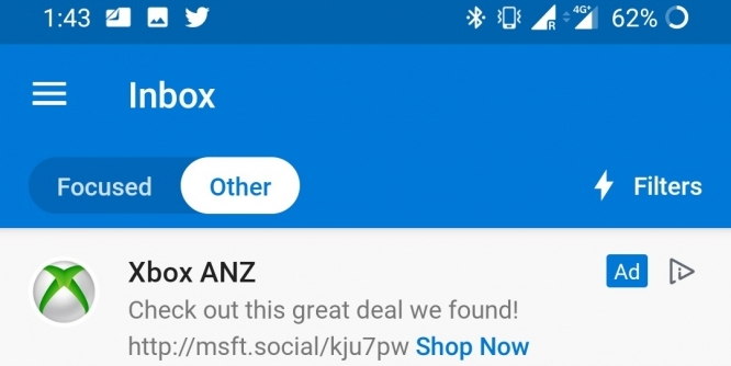 Microsoft Outlook App Android Werbebanner