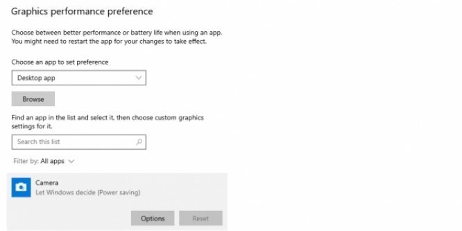 Windows 10 V20H1 GPU Menu