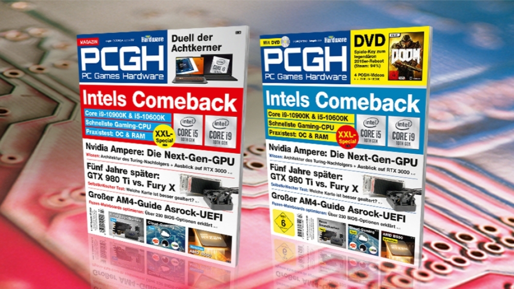 PCGH 07/2020 (#237): Intels Comeback mit Comet Lake, alles über Nvidias Ampere, Asrock-AM4-UEFI-Guide, 5 Jahre später: GTX 980 Ti vs. Fury X, neue Soundkarten im Test, u.v.m. Auf DVD: Doom (2016)!