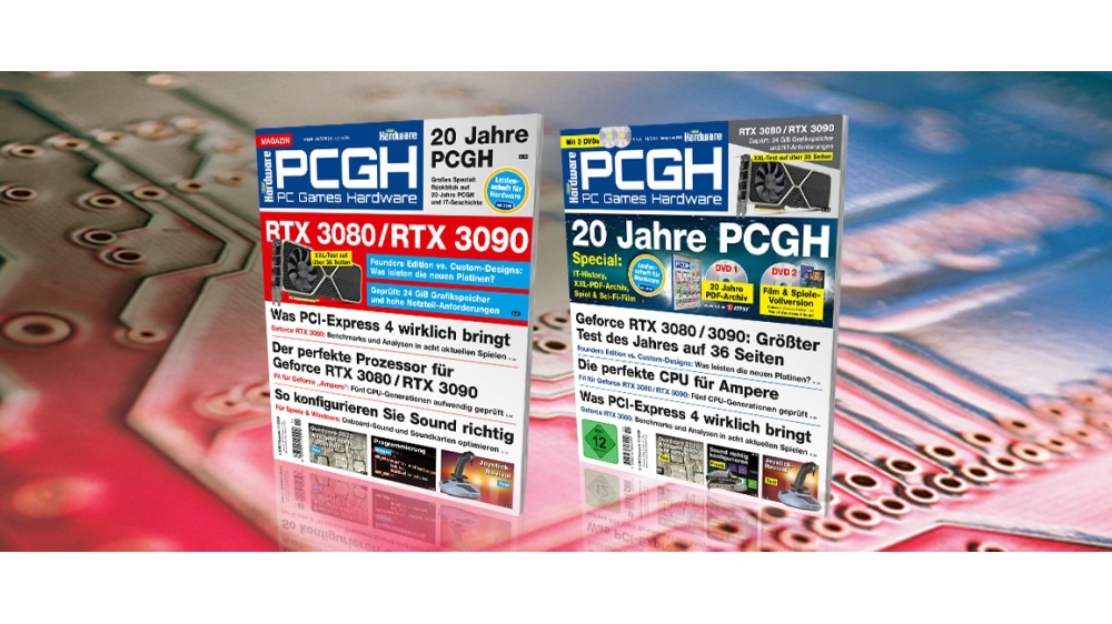 PCGH 11/2020 (#241) 20 Jahre PCGH, XXL-Test zu RTX 3080/3090, Was bringt PCI-Express 4 bringt, Joysticks im Tests, Sound optimal einstellen - DVD-Bombe: Spiel, Sci-Fi-Film Colossal und 20-Jahre-PDF-Archiv