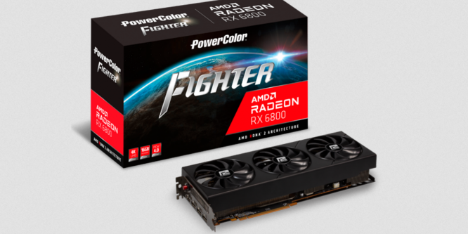 Radeon RX 6800 Fighter: Custom-Design von Powercolor mit OC-Knopf in Slotblende (1)