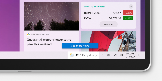 Optionaler News-Feed in der Taskleiste vom Windows 10 Mai 2021 Update.