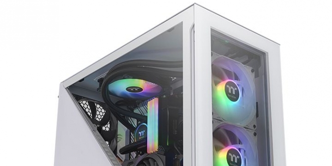Thermaltake Divider 300 TG: Tower mit dreieckigem Fenster in Schwarz und Weiß (2)
